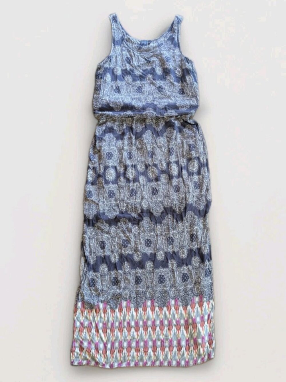 BLUE by SAKS FIFTH AVENUE Dress Women's Lg Maxi Summer Boho Slits Sleeveless